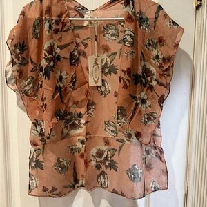 MIA JOY Floral Sheer Kids Duster - Peach and Floral Toddler Size